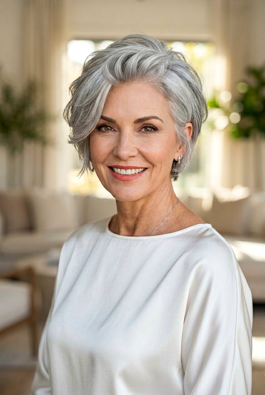 Side parted silver bixie haircut - 20 modern gray bixie haircut - 20 modern gray bixie haircut