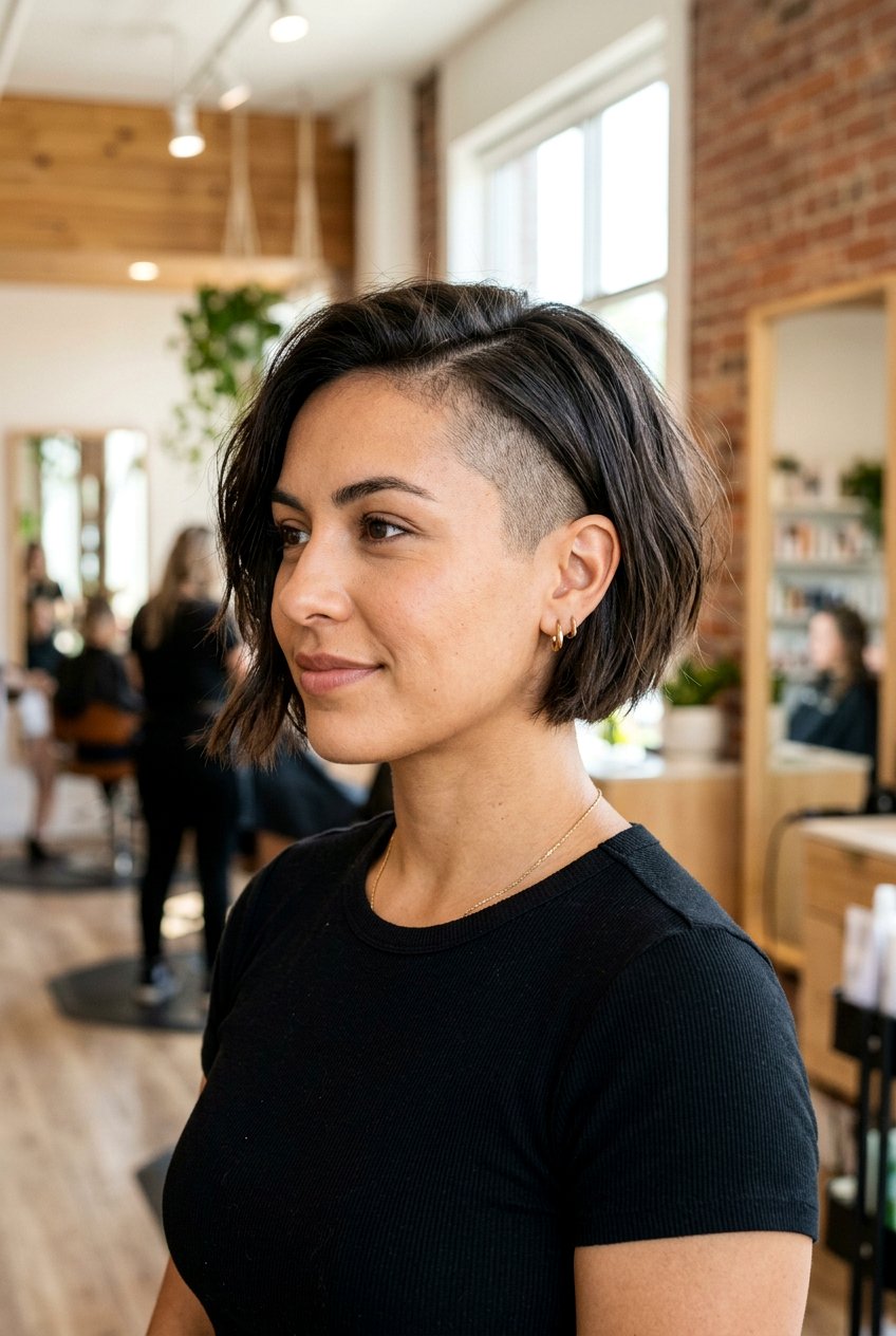 Side shaved bob - 20 edgy short haircuts for women - 20 edgy short haircuts for women