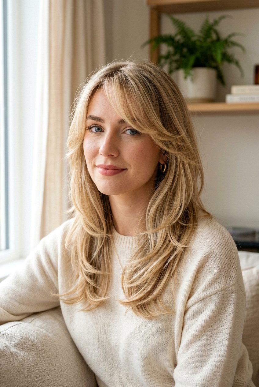 Side swept bangs feather cut - 20 feather cut for long hair - 20 feather cut for long hair