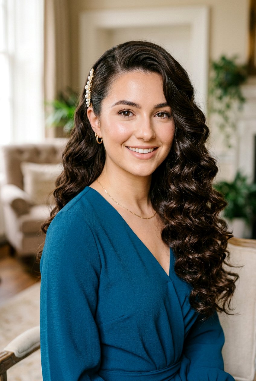 Sides Swept Curls - 20 picture day hairstyle for curly hair girls - 20 picture day hairstyle for curly hair girls