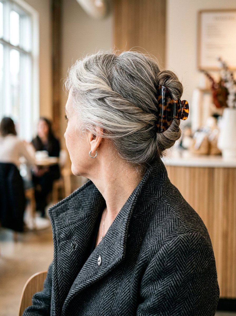 Sideways Roll Claw Clip Bun - 20 claw clip bun for mature women - 20 claw clip bun for mature women