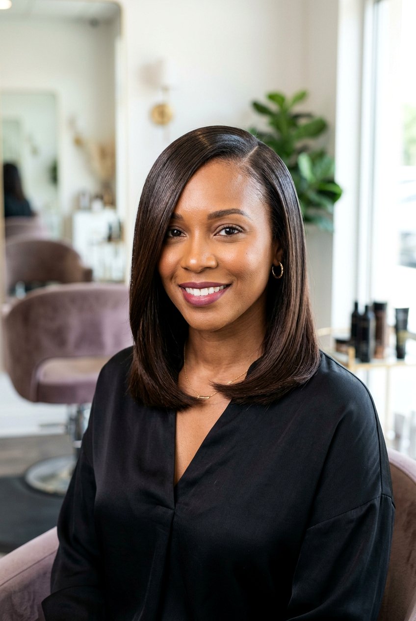 Silk Press Lob with Side Part - 20 hairstyles for alopecia women - 20 hairstyles for alopecia women