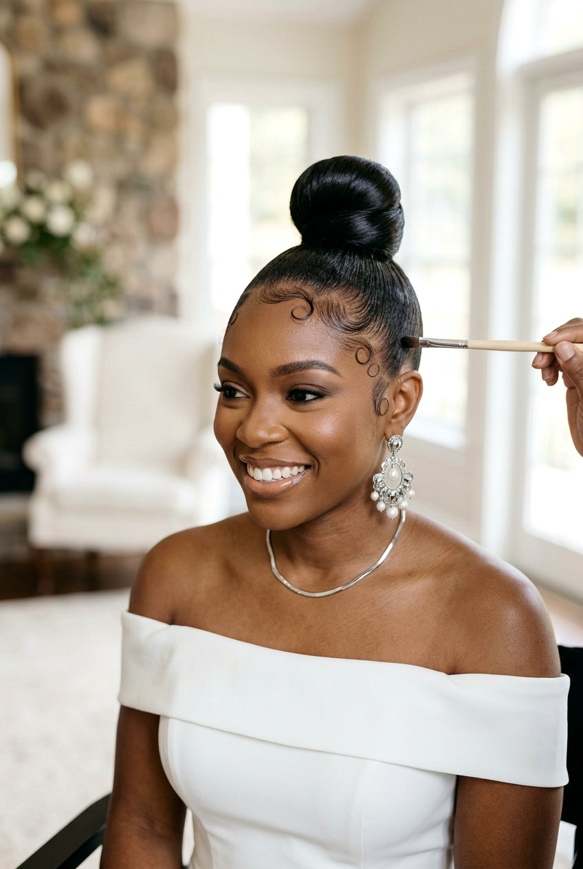 Silk Press Long Straight Hair with Bridal Headband - 20 elegant silk press wedding hairstyle - 20 elegant silk press wedding hairstyle