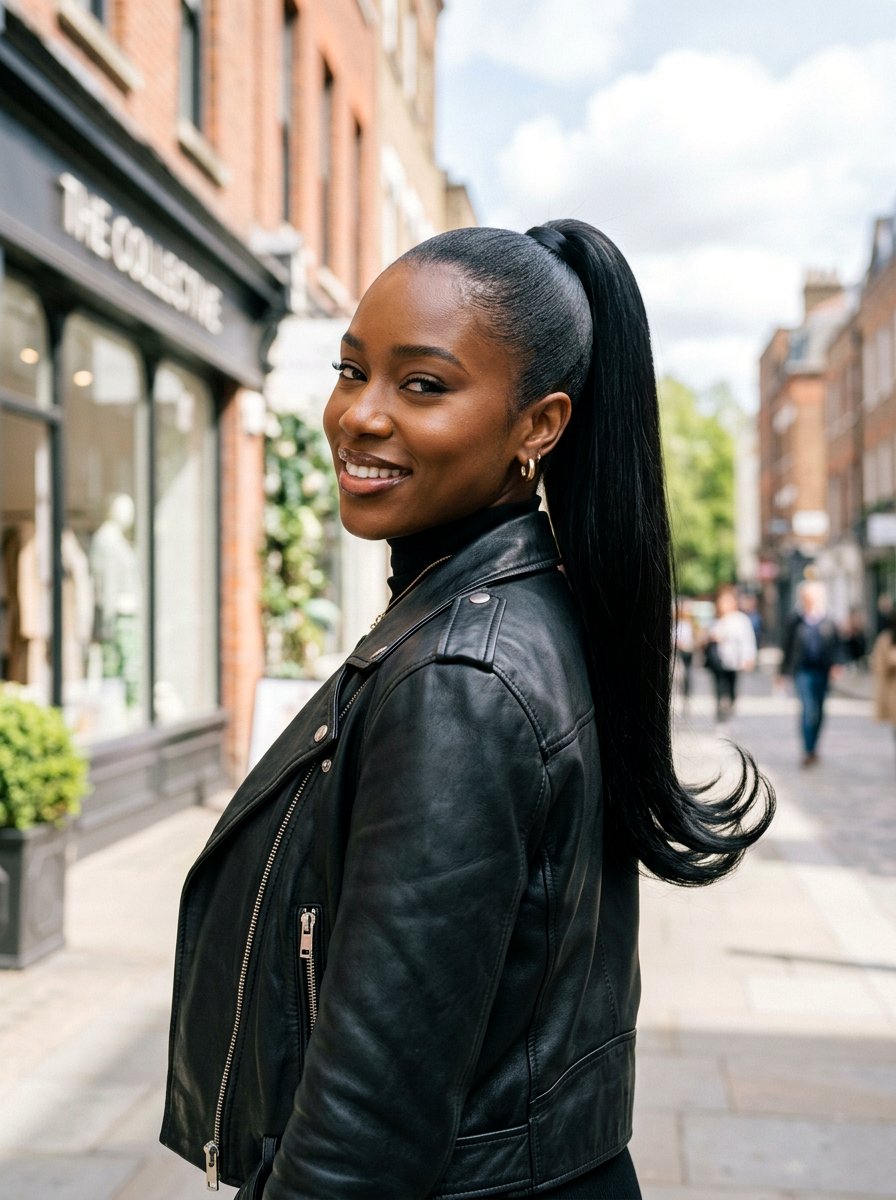 Silk Press Ponytail With Flipped Ends - 20 silk press ponytail hairstyle - 20 silk press ponytail hairstyle