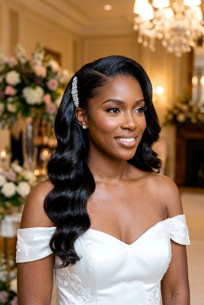 Silk Press Sleek Low Ponytail with a Wrap - 20 elegant silk press wedding hairstyle - 20 elegant silk press wedding hairstyle