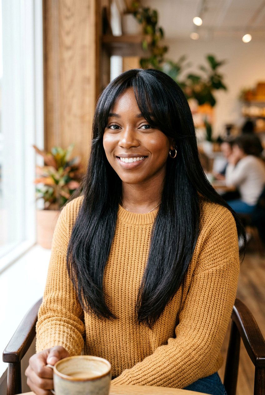 Silk Press With Curtain Bangs - 20 black women silk press hairstyle ideas - 20 black women silk press hairstyle ideas