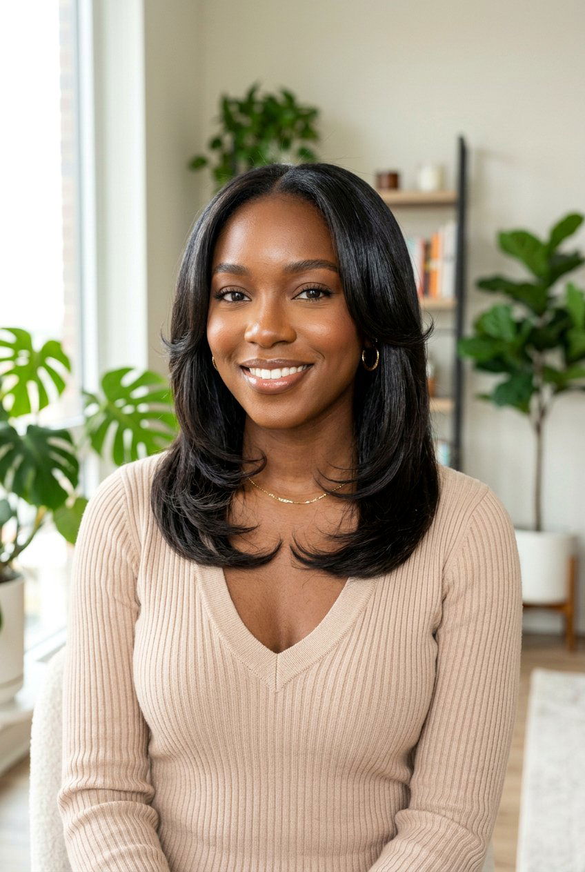 Silk Press With Face Framing Layers - 20 black women silk press hairstyle ideas - 20 black women silk press hairstyle ideas