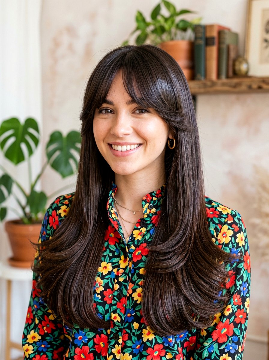 Silk Press With Feathered Curtain Bangs - 20 silk press with curtain bangs - 20 silk press with curtain bangs