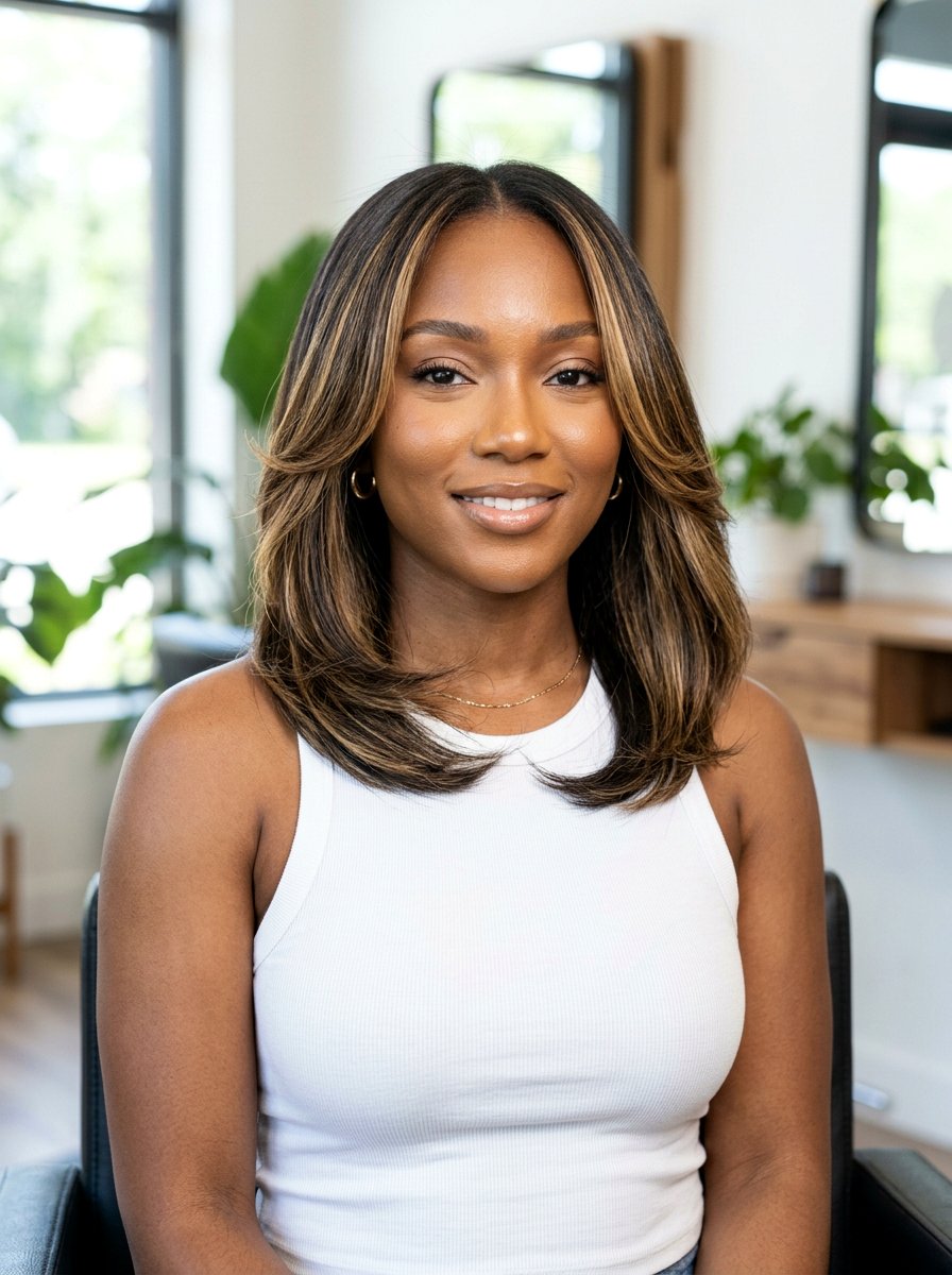 Silk Press With Highlights And Face Framing Layers - 20 silk press with face framing layers - 20 silk press with face framing layers