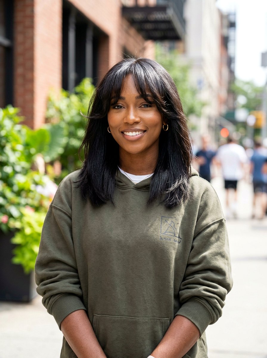 Silk Press With Textured Curtain Bangs - 20 silk press with curtain bangs - 20 silk press with curtain bangs