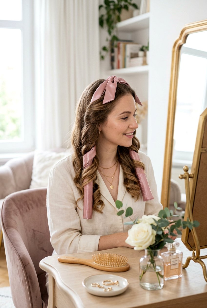 Silk Ribbon Hair Curler - 20 no heat curls for fine straight hair - 20 no heat curls for fine straight hair