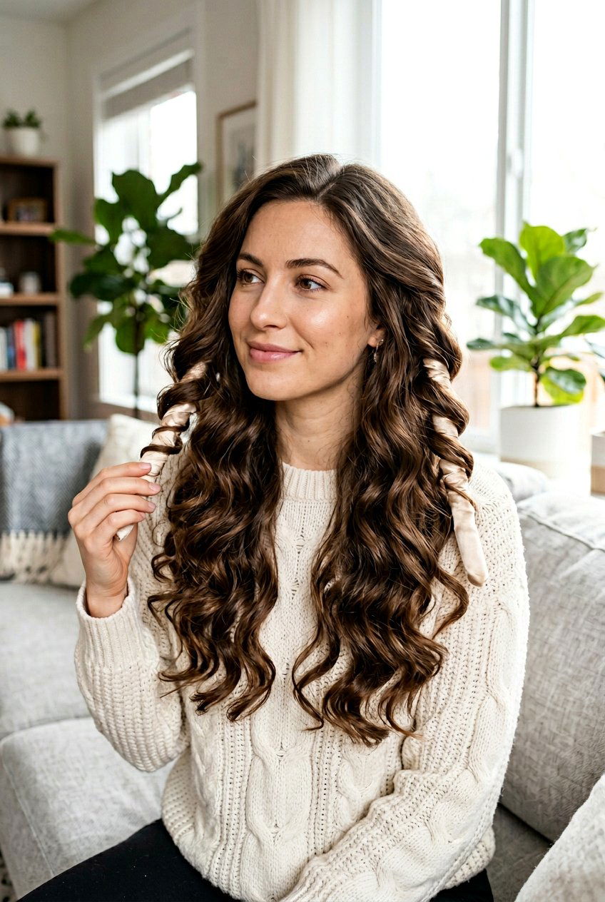 Silk Ribbon Heatless Curler - 20 no heat waves for thick hair women - 20 no heat waves for thick hair women