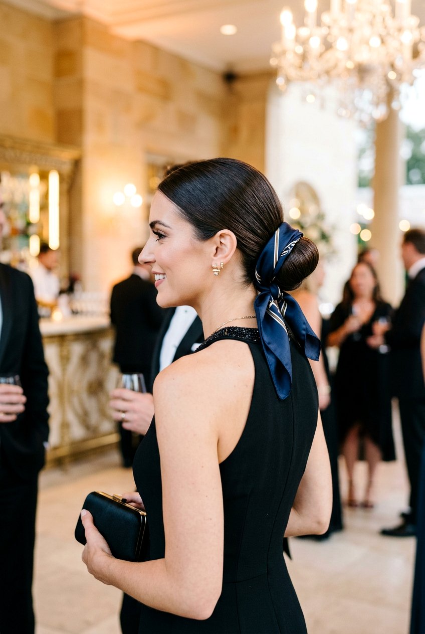 Silk Scarf Bun For Evening Events - 20 silk scarf bun hairstyle - 20 silk scarf bun hairstyle