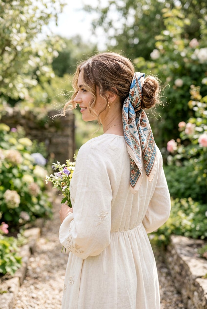 20 Elegant Silk Scarf Bun Hairstyle Ideas for a Chic Look