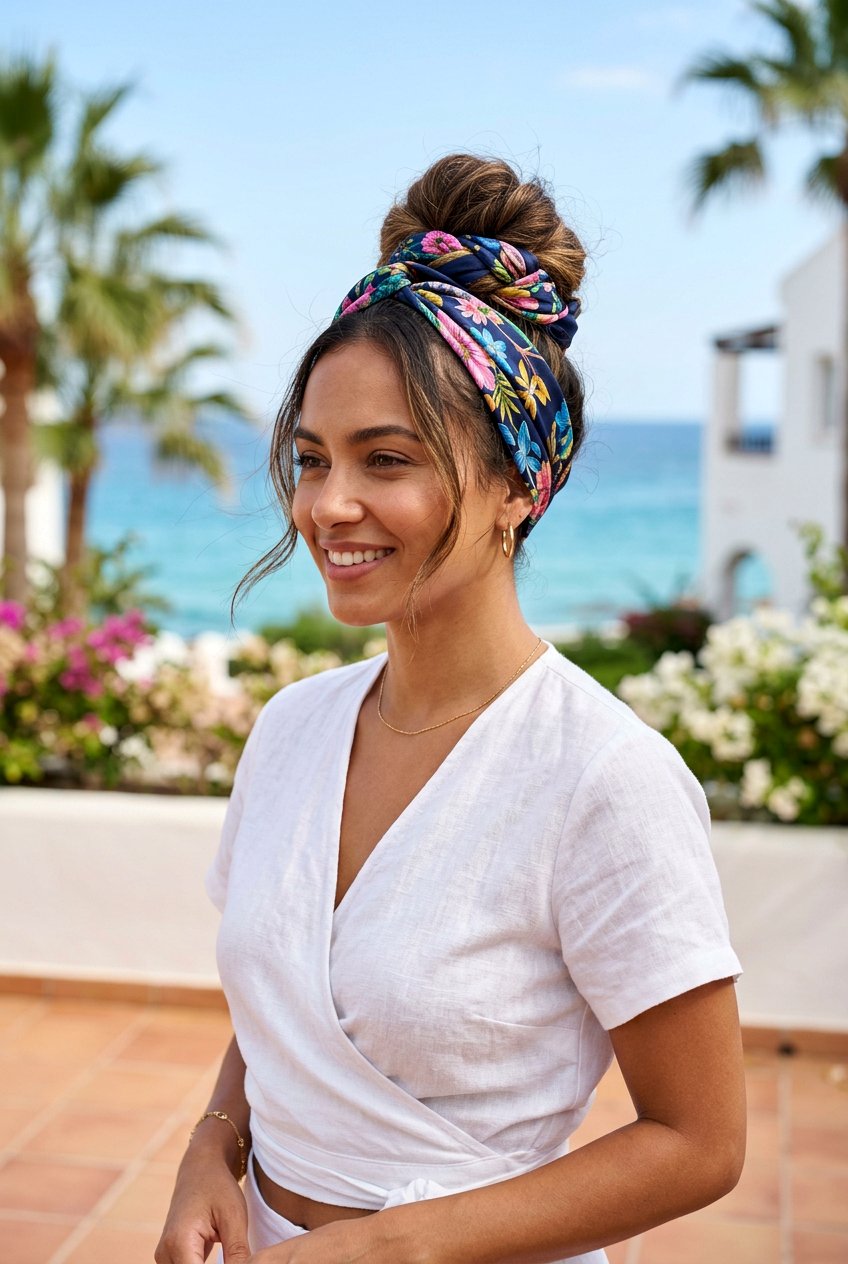 Silk Scarf Updo - 20 easy vacation updo for women - 20 easy vacation updo for women