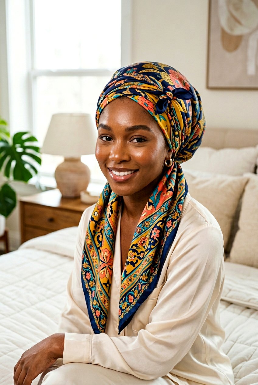 Silk Scarf Wrap - 20 easy overnight hairstyle for thick hair - 20 easy overnight hairstyle for thick hair