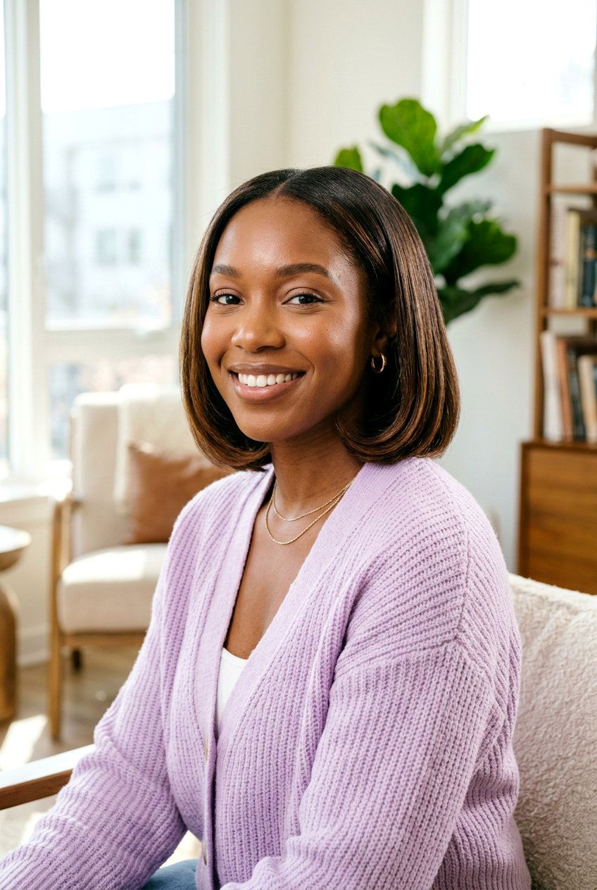 Silk press bob with curved ends - 20 silk press on short natural bob - 20 silk press on short natural bob