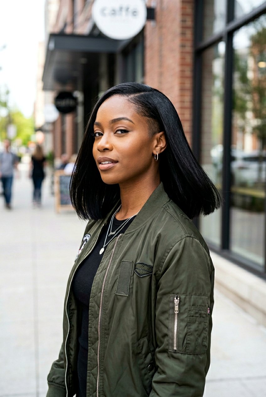 Silk press bob with undercut - 20 silk press on short natural bob - 20 silk press on short natural bob