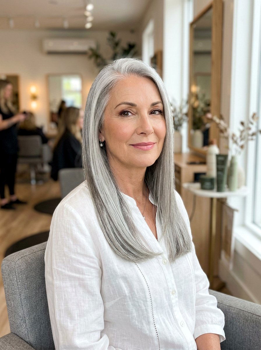 Silk press on gray hair - 20 silk press for women over 50 - 20 silk press for women over 50