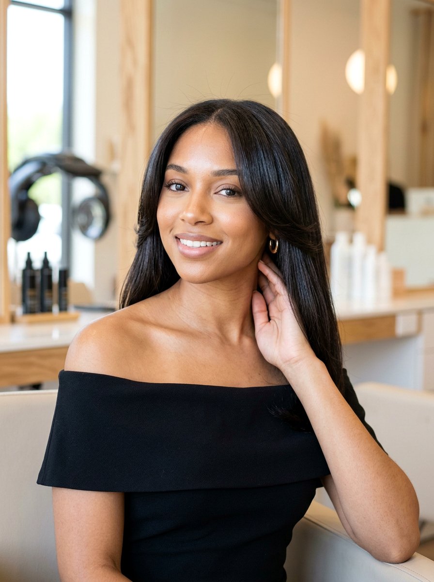 Silk press with face framing layers - 20 silk press with layers - 20 silk press with layers