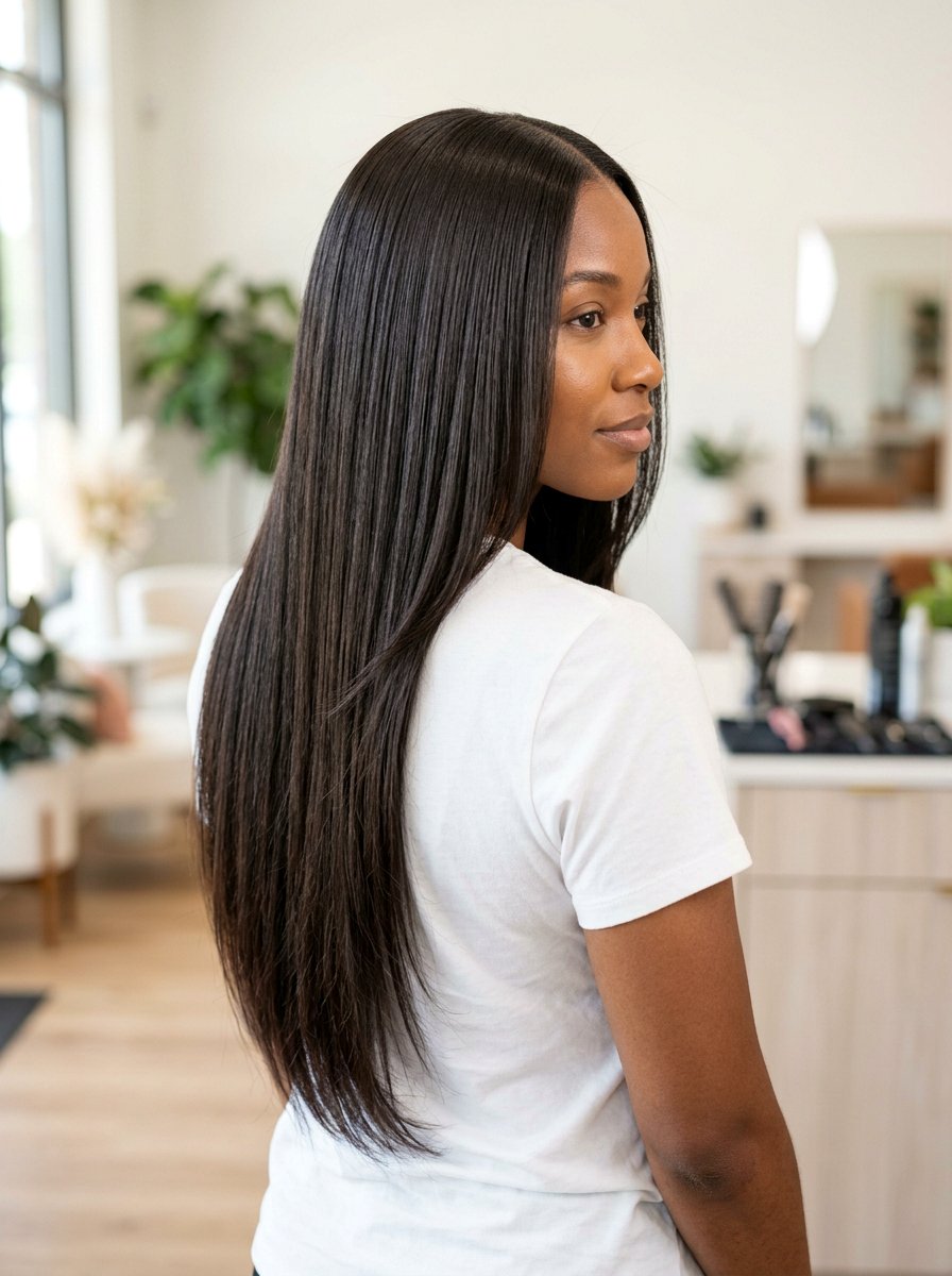 Silk press with subtle layers - 20 silk press with layers - 20 silk press with layers