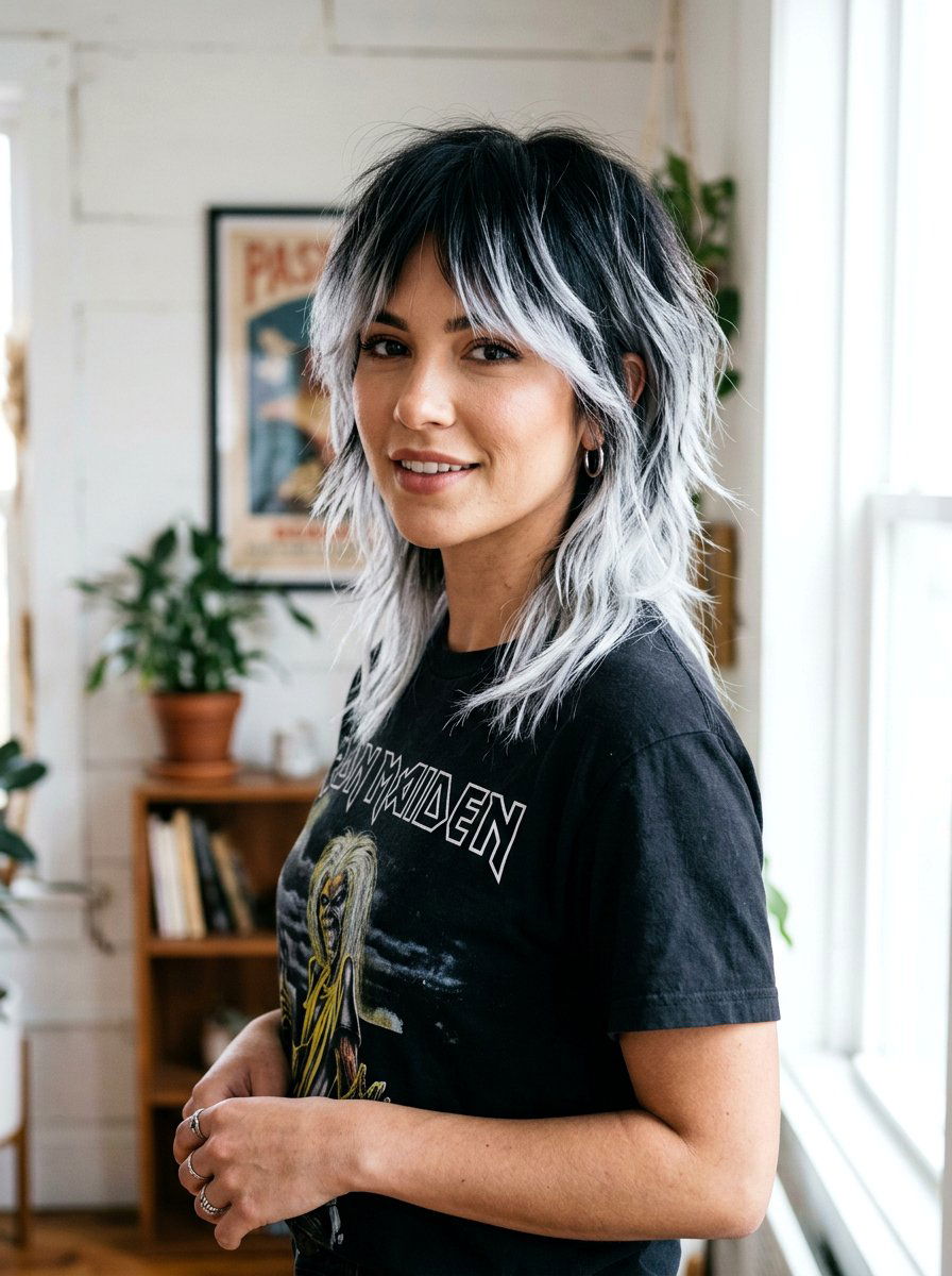 Silver And Black Wolf Cut - 20 silver wolf cut color ideas - 20 silver wolf cut color ideas