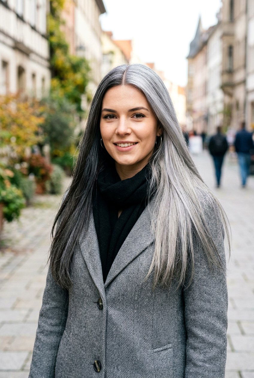 Silver And Charcoal Split Dye - 20 alternative split hair color - 20 alternative split hair color