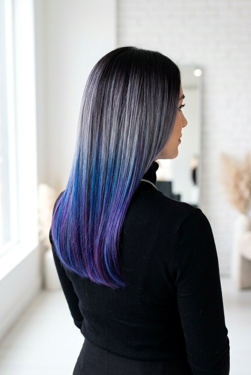 Silver And Galaxy Balayage On Dark Hair - 20 galaxy balayage on dark hair - 20 galaxy balayage on dark hair