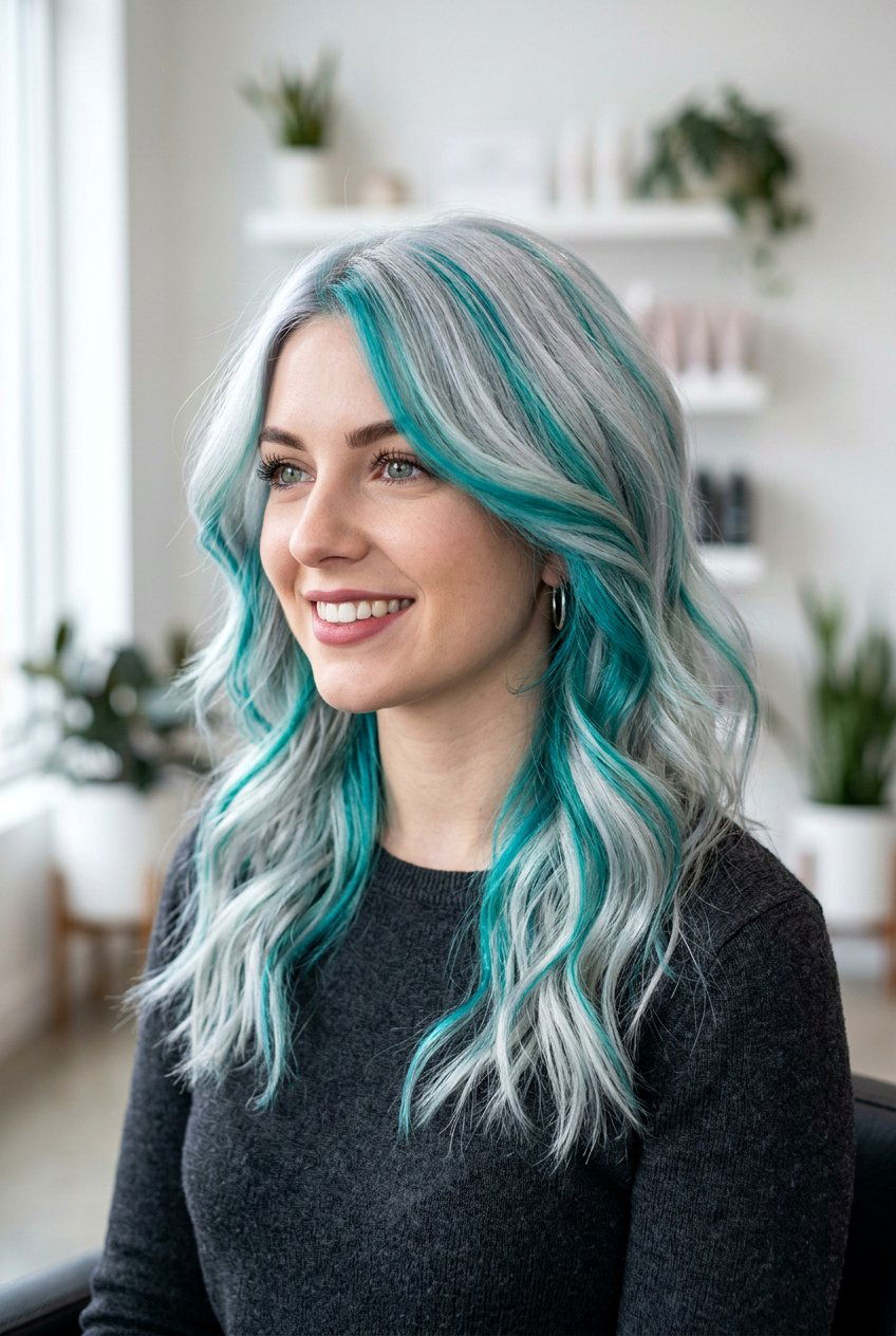 Silver And Teal Hair - 20 teal hair color ideas - 20 teal hair color ideas