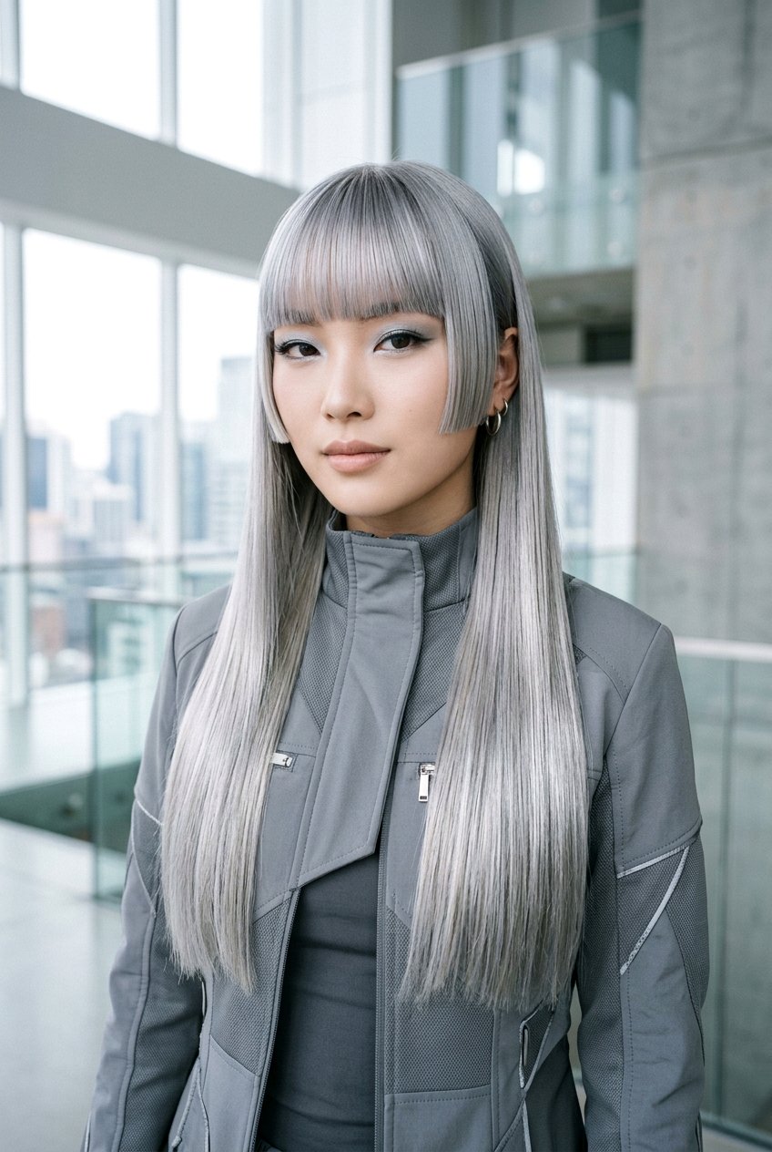 Silver Ash Hime Cut for Long Straight Hair - 20 hime haircut for straight long hair - 20 hime haircut for straight long hair