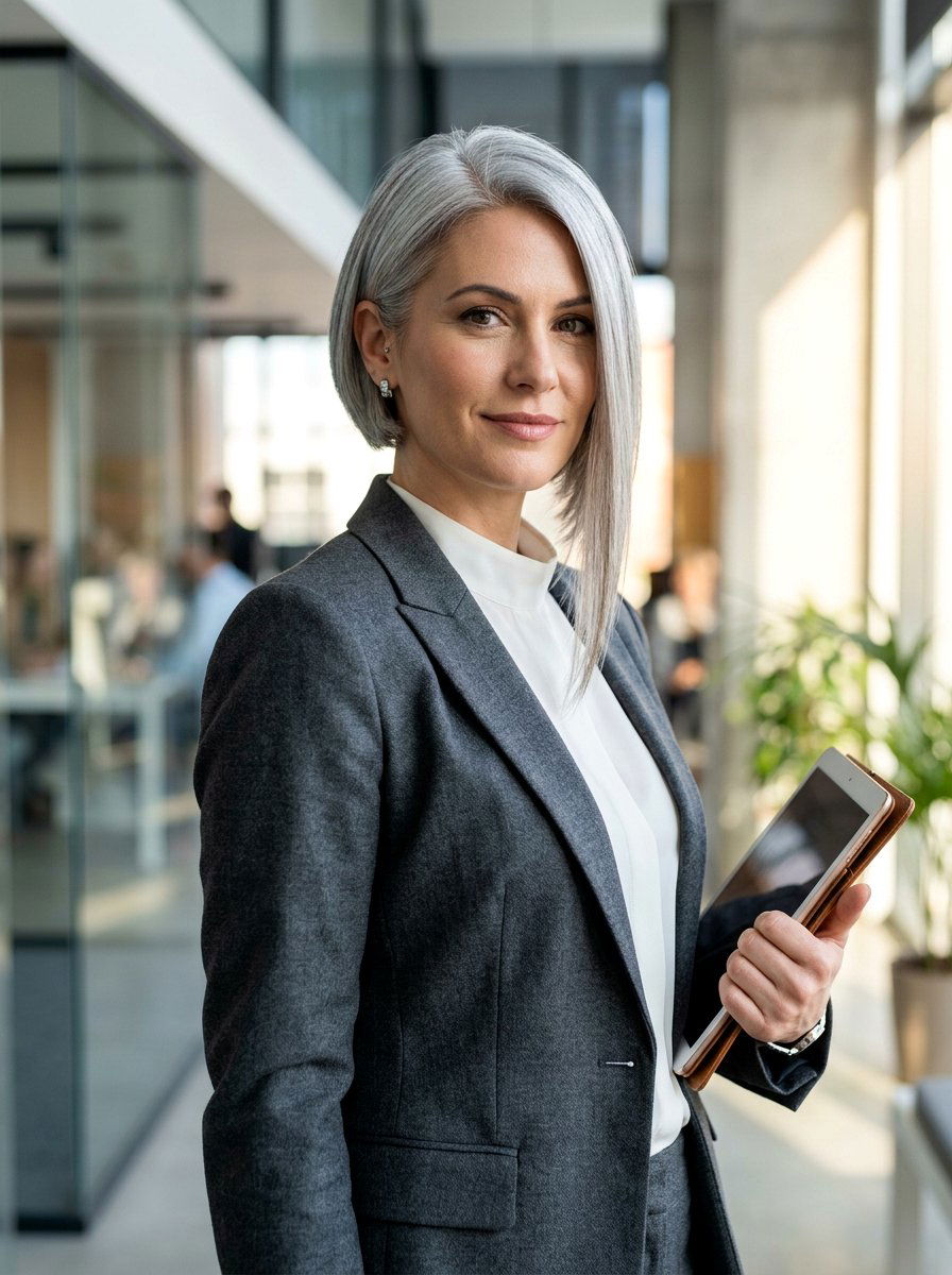 Silver Asymmetrical Bob - 20 silver bob hair color ideas - 20 silver bob hair color ideas