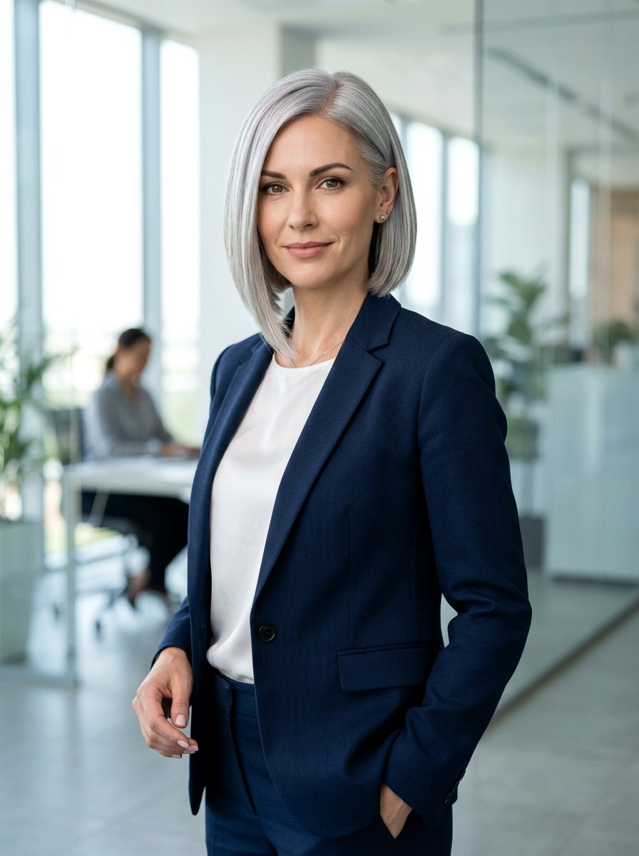 Silver Asymmetrical Bob - 20 classy silver hairstyle ideas - 20 classy silver hairstyle ideas