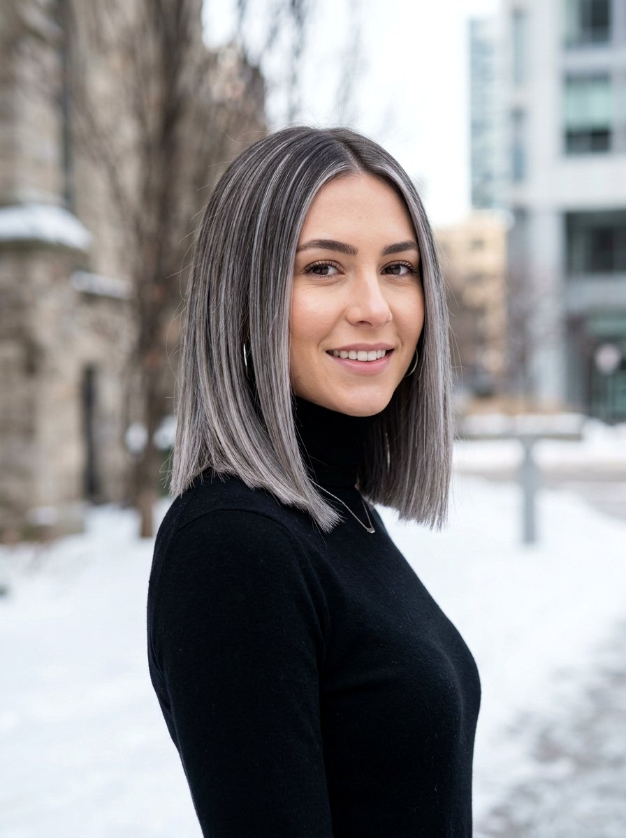 Silver Babylights On Blunt Cut - 20 silver babylights for gray transition - 20 silver babylights for gray transition