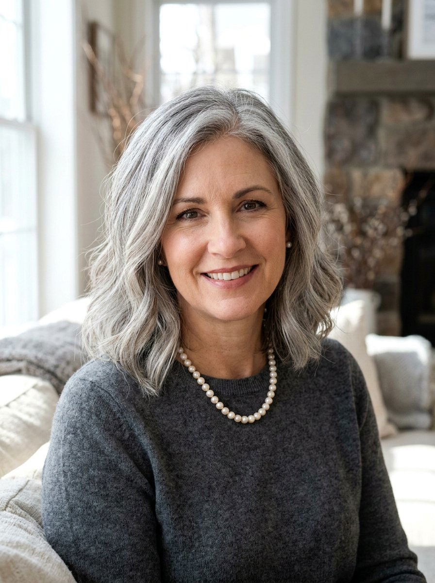 Silver Babylights On Long Bob - 20 silver babylights for gray transition - 20 silver babylights for gray transition