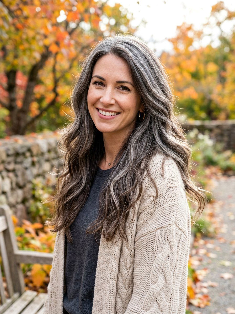 Silver Babylights On Long Layers - 20 silver babylights for gray transition - 20 silver babylights for gray transition