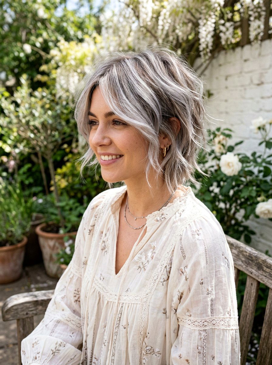 Silver Babylights On Razored Cut - 20 silver babylights for gray transition - 20 silver babylights for gray transition