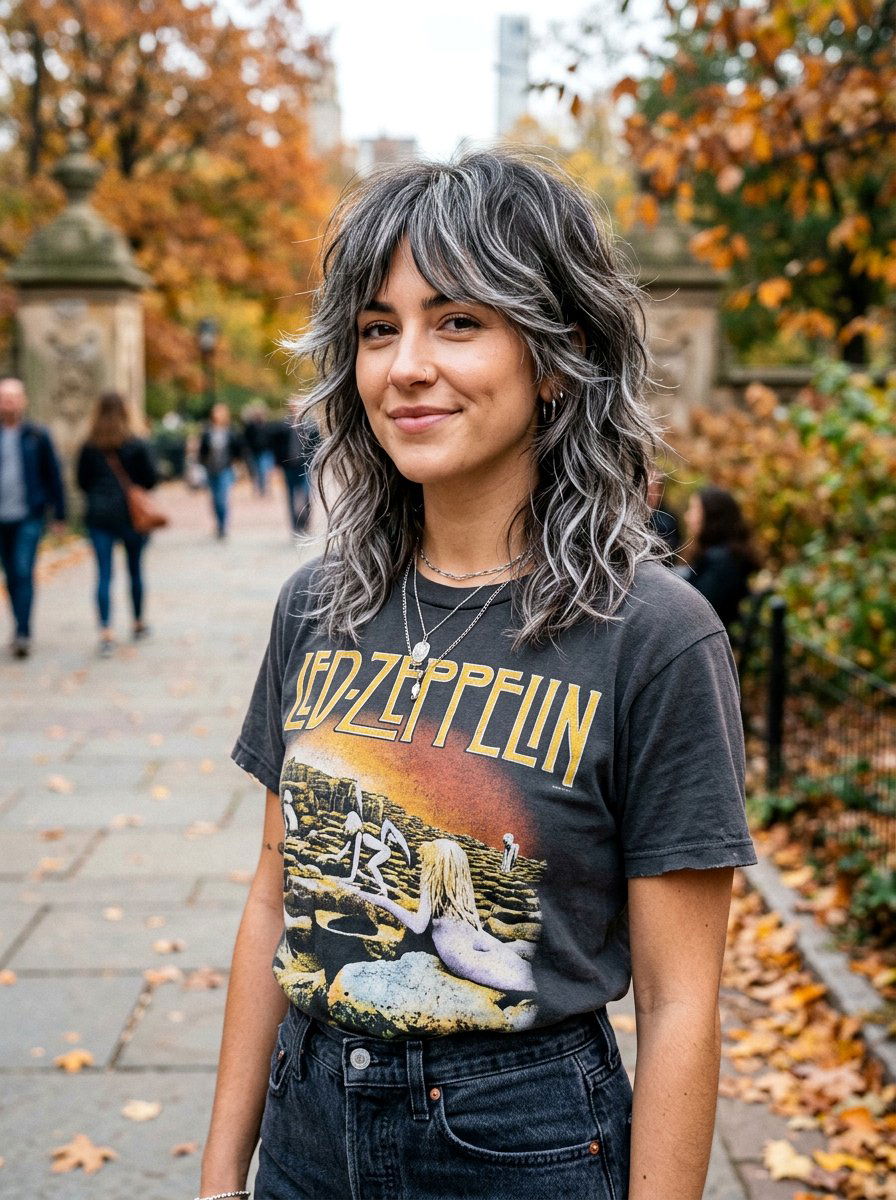 Silver Babylights On Shag Haircut - 20 silver babylights for gray transition - 20 silver babylights for gray transition