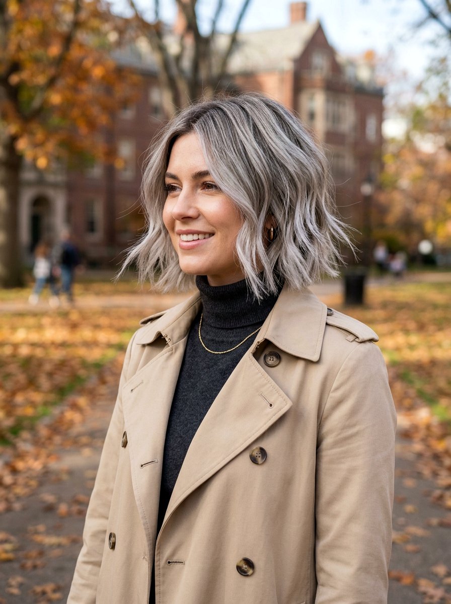 Silver Babylights On Textured Bob - 20 silver babylights for gray transition - 20 silver babylights for gray transition