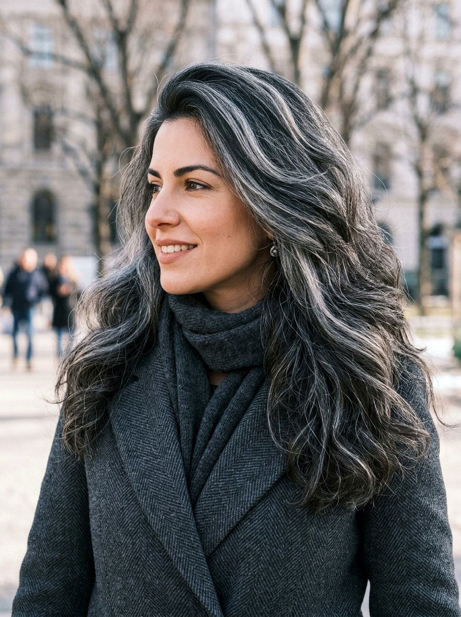 Silver Babylights On Thick Hair - 20 silver babylights for gray transition - 20 silver babylights for gray transition