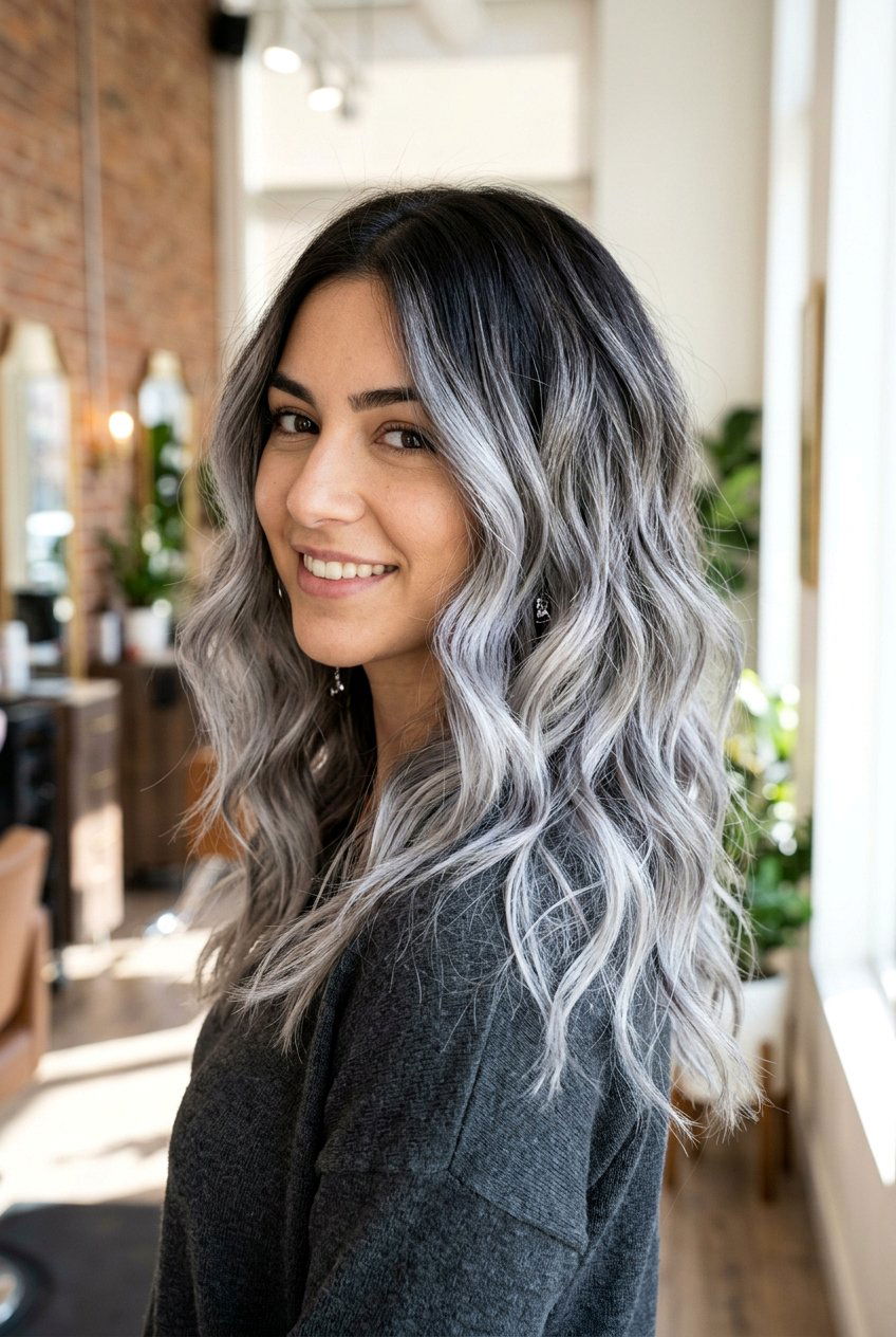 Silver Balayage - 20 silver hair color ideas - 20 silver hair color ideas