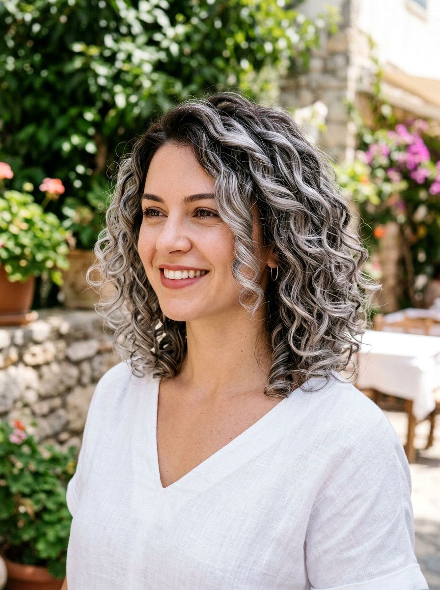 Silver Balayage Curly Bob - 20 silver curly bob color ideas - 20 silver curly bob color ideas