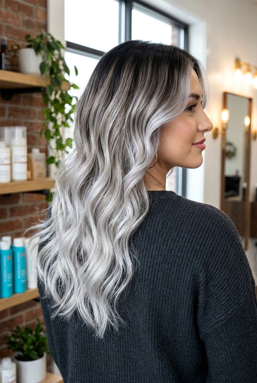 Silver Balayage For Dark Hair - 20 transition to gray hair styles - 20 transition to gray hair styles