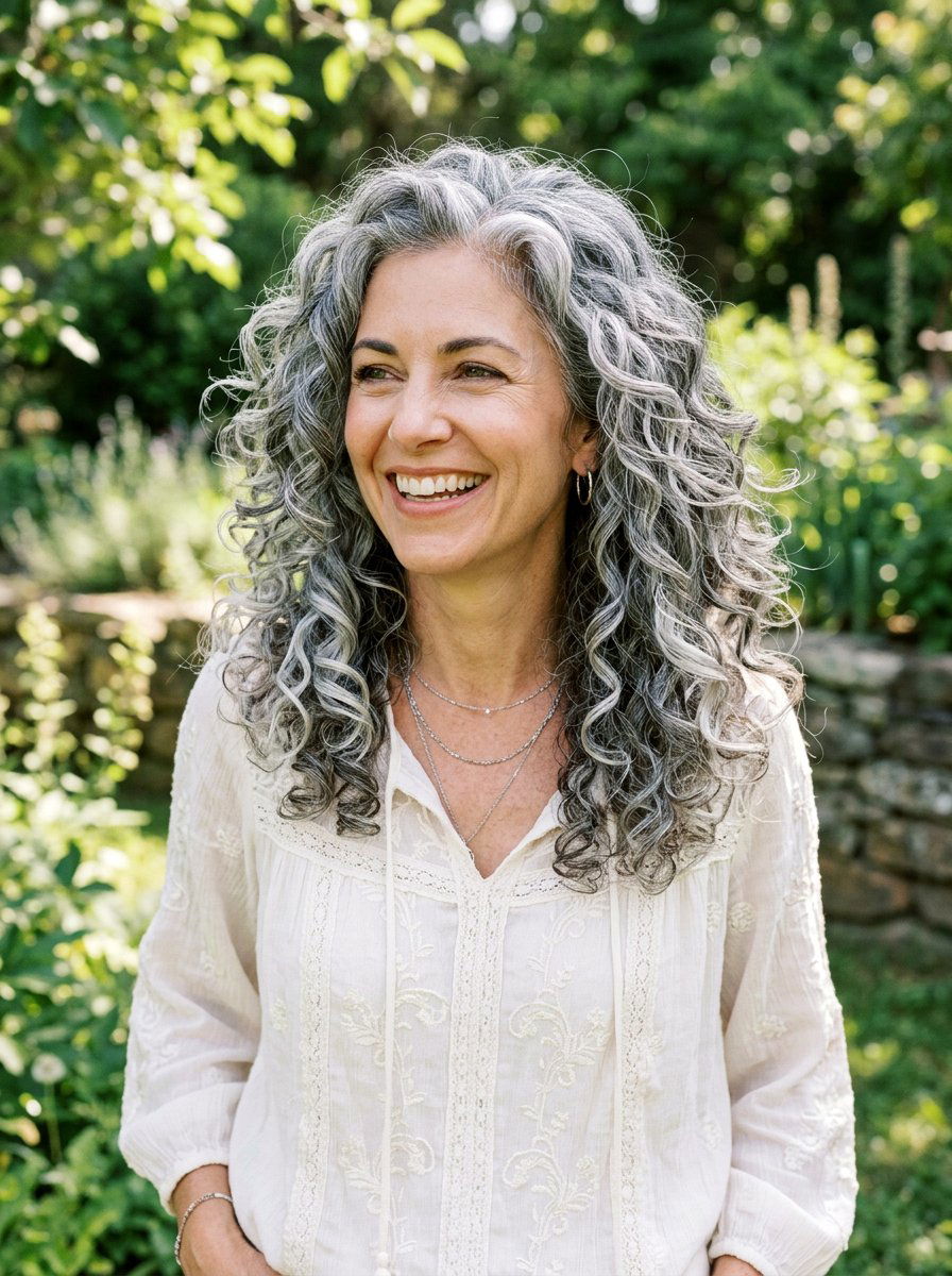 Silver Balayage Layered Curly Gray Hair - 20 silver balayage for curly gray hair - 20 silver balayage for curly gray hair