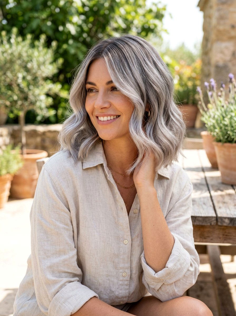 Silver Balayage Lob - 20 silver lob hair color ideas - 20 silver lob hair color ideas
