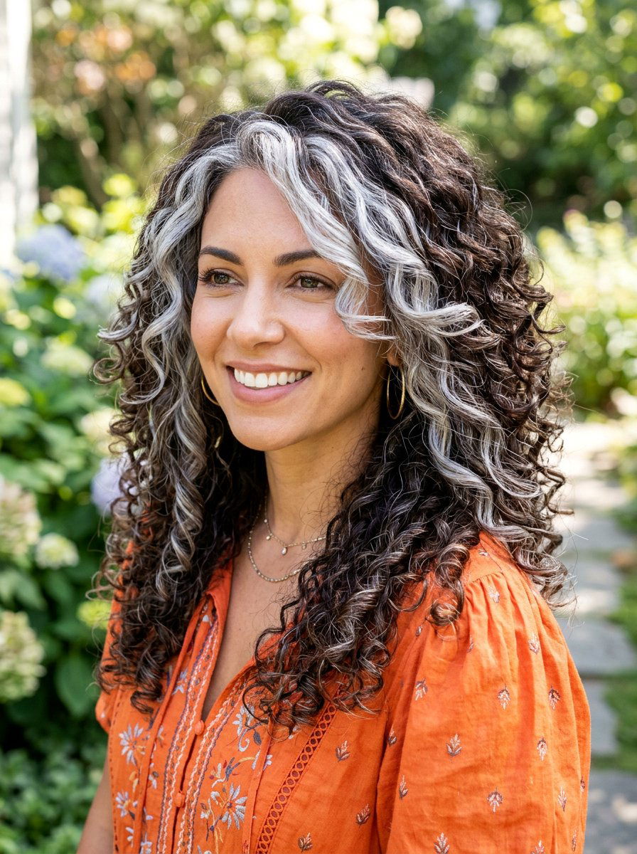 Silver Balayage Money Piece on Textured Hair - 20 silver money piece for gray transition - 20 silver money piece for gray transition