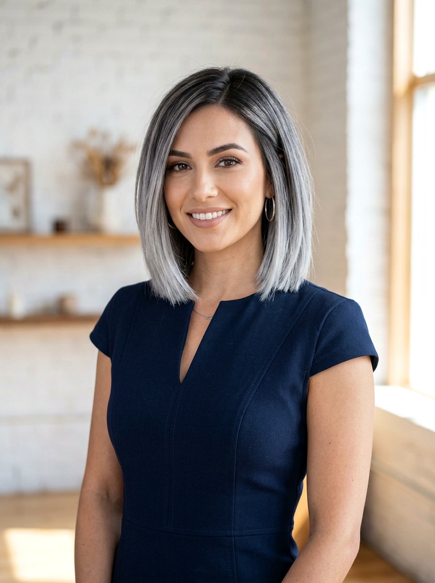 Silver Balayage On Blunt Layered Bob - 20 silver balayage for layered bob - 20 silver balayage for layered bob