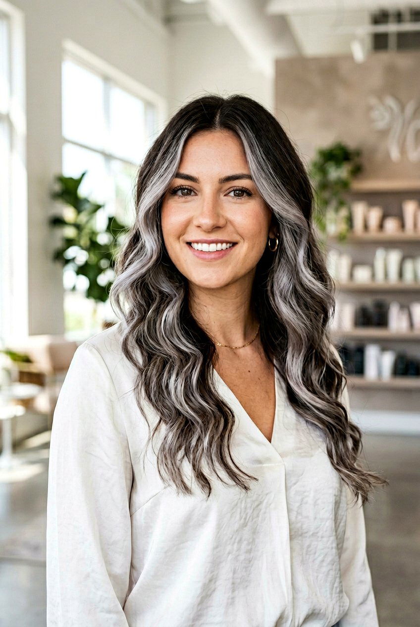 Silver Balayage On Brown Hair - 20 elegant gray blend hair color - 20 elegant gray blend hair color