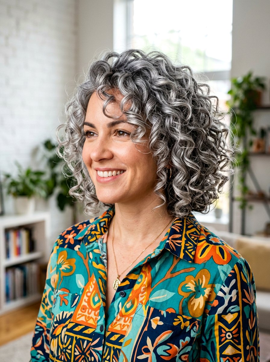 Silver Balayage On Curly Layered Bob - 20 silver balayage for layered bob - 20 silver balayage for layered bob