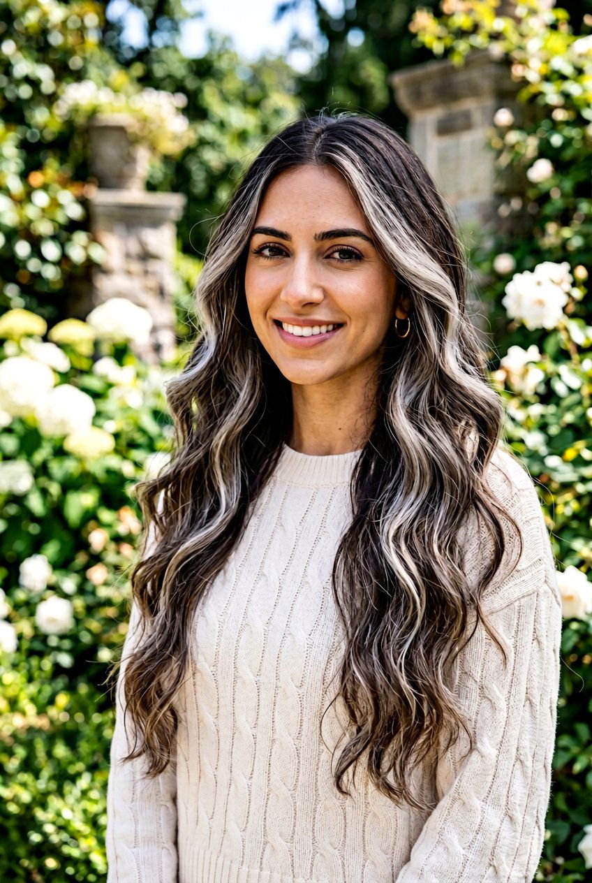 Silver Balayage on Dark Brown Hair - 20 balayage for gray blending - 20 balayage for gray blending