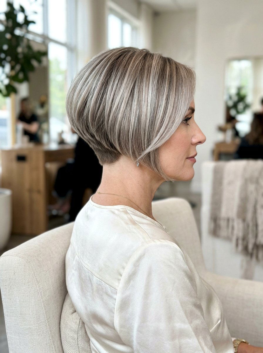 Silver Beige Blend Graduated Bob - 20 silver beige blend for mature women - 20 silver beige blend for mature women